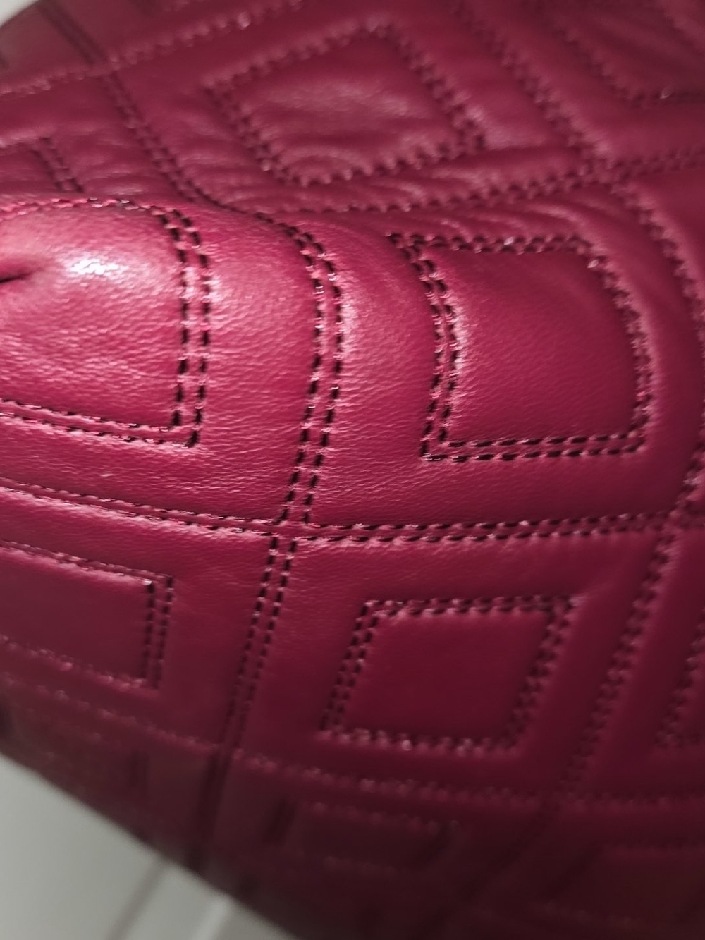 Tory Burch Quilted Leather Shoulder Tote in Burgundy - Picture 7 of 17